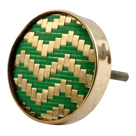 Round Green Metal and Wooden Knobs